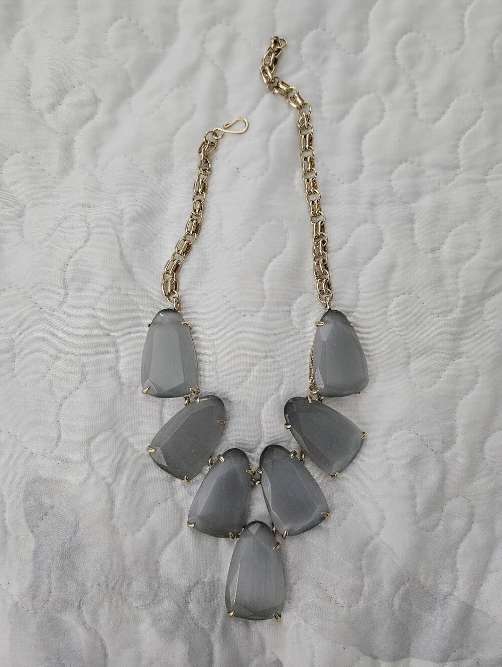Kendra Scott Gold Chain Gray Statement Necklace